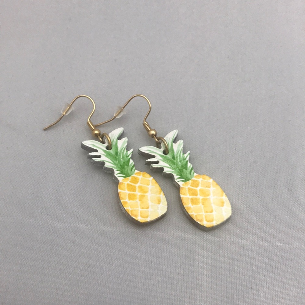 Wooden pineapple earrings